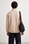 Beige Oversize/Relaxed Fit Embroidered Zipper Collar Sweatshirt Tmnaw27Sw00005 - 4