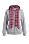 Gri Melanj İçi Polarlı Bağlamalı Ekose Kapüşonlu Fermuarlı Örme Hırka/Sweatshirt TWOAW27SW00074 - 5