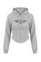 Gri Melanj Fitted/Vücuda Oturan Kapüşonlu Dikişli ve Fermuarlı Örme Hırka/Sweatshirt TWOAW27SW00092 - 6