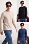 Taş-İndigo-Siyah 3'lü Paket Slim/Dar Kesim %100 Pamuk Erkek T-Shirt TEDAW25TS00010