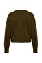 Wardrobe Essentials Haki Oversize Yırtmaçlı Yünlü Super Crop Triko Hırka TWOAW27HI00146 - 6