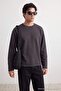 Anthracite Oversize/Comfortable Fit Basic Sweatshirt Tmnaw27Sw00024