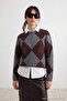 Anthracite Soft Textured Plaid / Checkered Openwork Knitwear Tctaw27Ak00001 - 2