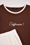 Brown Regular Fit Slogan Printed Knitted Pajama Set Tmnaw27Pt00018 - 7