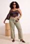 Green High Waist Spanish Flare Plus Size Jeans Tbbss26Cj00080