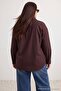 Brown Lacing Detailed Woven Oversized Shirt Tbbaw27Ax00003 - 4