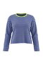 Saks Çizgili Premium Overisize/Geniş Kesim Bisiklet Yaka İnterlok Örme T-Shirt TWOAW27TS00027 - 5