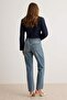 Mavi Yüksek Bel Straight Düz Paça Jeans TWOAW27JE00187 - 4