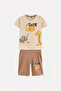 Brown Printed Knitted Bottom - Top Set Tkdss26Au00105 - 5