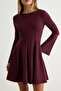 Mürdüm Skater/Belden Açılan Kısa / Mini İnterlok Örme Elbise TWOAW27EL00129 - 3