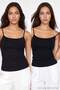 Black Cotton Thin Strap 2-Piece Knitted Undershirt Thmaw27Al00003