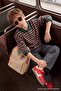 Green Boy's Polo Collar Striped Knitted T-Shirt Tkdaw27Ts00006 - 4