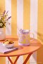 Flower Patterned Glass Mug with Straw and Lid Tdraw27Up00002