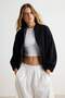 Siyah-Ekru 2'li Paket Fermuarlı Oversize Kalıp Kalın İçi Polarlı Örme Sweatshirt TWOAW25SW00122 - 6
