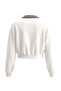 Ekru Regular Kalıp Fermuarlı Polo Yaka Örme Detaylı Crop Örme Sweatshirt TWOAW27SW00190 - 3