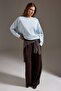 Açık Mavi Soft/Yumuşak Dokunuşlu Oversize/Geniş Kesim Bisiklet Yaka Örme Sweatshirt TWOAW27SW00143 - 2