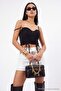 Black Lace Detailed Adjustable Length Tulle Bustier Tpraw27Bs00002 - 6