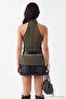 Haki Fitted Halter Yaka Fermuarlı Örme Yelek TWOAW27YE00035 - 8