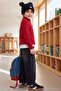 Red Boy's Stand Collar Zippered Embroidered Knitwear Sweater Tkdaw27Kz00033 - 4