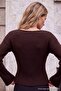 Wardrobe Essentials Kahverengi Kayık Yaka Fitilli Loose Fit Triko Kazak TWOAW27KZ00135 - 4