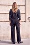Wardrobe Essentials Siyah Az Esnek Yüksek Bel Wide Leg Geniş Paça Jeans TWOAW27JE00081 - 5