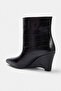 Black Crocodile 8 cm Women's Wedge Heeled Boots Takaw27Bo00016 - 4
