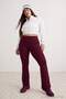 Bordo Fırçalı Soft Kumaş Bel Katlama Detaylı Flare/İspanyol Paça Yoga Örme Spor Tayt TBBAW27BV00006 - 2