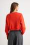 Kırmızı Kalın İçi Polarlı Oversize Crop Bisiklet Yaka Örme Sweatshirt TWOAW27SW00144 - 4