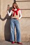Wardrobe Essentials Mavi Az Esnek Yüksek Bel Wide Leg Geniş Paça Jeans TWOAW27JE00068 - 3