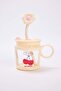 Flower Figured Glass Mug with Straw Tdraw27Up00001 - 3