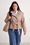 Mink High Collar Belted Double Breasted Oversize Short Cashmere Plus Size Coat Twoaw27Dd00010