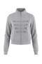 Gri Melanj Fermuarlı Mandarin Düğme Detaylı Regular Kalıp Örme Hırka/Sweatshirt TWOAW27SW00036