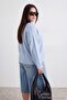 Mavi Selanik/Triko Görünümlü Fermuarlı Yaka Regular/Normal Kalıp Örme Sweatshirt TBBAW23AO00006 - 4