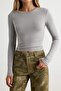 Ekru-Gri Melanj İkili Paket Crop/Kısa Fitted/Vücuda Oturan Örme Bluz TWOAW25BZ00061 - 3