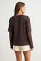 Kahverengi Oversize/Geniş Kalıp Dantelli Soft/Yumuşak Dokunuşlu Örme T-Shirt TWOSS26TS00191 - 4