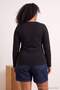 Black-Claret Red Viscose Draped Soft Buttoned Knitted Plus Size Blouse Tbbss26Af00011 - 7