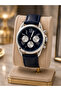 Women's Wristwatch with Navy Blue Leather Strap, Casual and Stylish Combination, Gift Boxed - 2