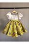 YELLOW - CREAM BROCADE DRESS