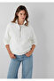White Interlock Sweatshirt with Half Zipper 1S10572-83043 - 2