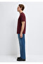 Textured Claret Red Basic T-Shirt Regular Fit / Normal Cut 0610277-70426 - 4