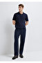 Navy Blue Linen Trousers 0010595-86623 - 2