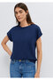 Crew Neck Navy Blue Basic T-Shirt Regular Fit / Normal Cut 1614177-70497 - 2