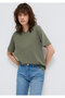 Crew Neck Green Basic T-Shirt Regular Fit / Normal Cut 1600955-86627