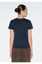 Navy Blue Basic T-Shirt Fitted / Bodycon Cut 1614065-85315 - 4