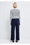 Lace Detailed Navy Blue Trousers 1011203-89101 - 6