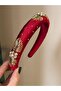 Bym061 - Red Embroidered Hand Embroidered Design Evening Dress and Hair Accessory - 6