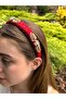 Bym061 - Red Embroidered Hand Embroidered Design Evening Dress and Hair Accessory - 7