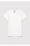 Ribbed Ecru Basic T-Shirt Fitted / Bodycon Cut 7610260-70057 - 2