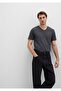 Stretch V-Neck Grey Basic T-Shirt Fitted / Body-Fitted Cutout 061748 -24398 - 3