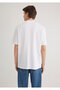 White Basic T-Shirt Loose Fit / Loosely Comfortable Cut 0611193-620 - 4